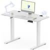 FLEXISPOT Scrivania Regolabile in Altezza 110x54 cm, Scrivania Standing con Ricarica Wireless, 2 Motori Potenti, Portata 80 kg, Funzione Memoria e Anti-Collisione, Bianco
