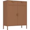 Brigros - Credenza Cucina Moderna In Metallo 2 Ante E 2 Cassetti Con Ripiano Interno 80x38x110 Cm, Mobile Dispensa Salvaspazio Per Cucina, Soggiorno, Ingresso Linea Pop (Mattone)
