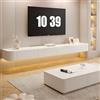 DSMRLEOP Mobile TV Galleggiante, Mensole TV A Parete con Porta, Moderno Centro Console Multimediale per Intrattenimento Opaco, Grande Panca Porta TV per Soggiorno E Ufficio(Bianca,140cm/55.1)