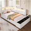 Lcoho Letto da giorno, 90 x 200 cm, stoccaggio idraulico, panca letto, presa laterale, elemento armadio montabile a sinistra/destra, con porta USB, con striscia luminosa a LED, senza materasso, lino, bianco
