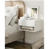 HEYZOEY Comodino sospeso, piccolo comodino mobile moderno con cassetto, scaffali galleggianti per camera da letto, bagno, bianco