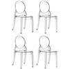EGLEMTEK Set di 4 Sedie in Policarbonato Trasparente Cristal Light, Sedie Hotel Casa Ufficio, Design Moderno Elegante, 44 x 45 x 90 cm, Policarbonato Trasparente