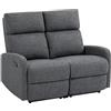HOMCOM Divano 2 Posti Reclinabile Manuale 145° con Poggiapiedi Grigio | Poltrona Relax, Poltroncina Imbottita Ergonomica in Ciniglia, per Camera da Letto, Ufficio, Salotto, Soggiorno