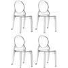 EGLEMTEK Set di 4 Sedie in Policarbonato Trasparente Cristal Light, Sedie Hotel Casa Ufficio, Design Moderno Elegante, 44 x 45 x 90 cm, Policarbonato Trasparente