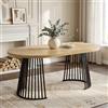 Merax Tavolo da pranzo rotondo allungabile, ovale, per 4-8 persone, design telescopico in due pezzi, piano ispessito, per soggiorno, sala da pranzo, cucina, ufficio, giardino, colore rovere + nero
