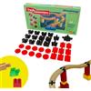 TOY2 Allround - Set di 33 connettori ferroviari compatibili con Brio & Lego Duplo, set di connettori ferroviari, connettori per treno in legno durevole e set di guide in legno