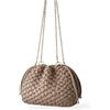 DUST/ROSE Borsa a Secchiello Beige in Pelle Sintetica Intrecciata Uncinetto, 20x16 cm, Chiusura con Laccetti, Catena Regolabile