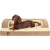 KSIIA Cuccia Cane Media Ortopedico Sfoderabile e Lavabile 73x45x15cm | Cuscino per Cani l per Uso Interno, con Bordi Impermeabili, Base Antiscivolo e Bordatura a Forma di U，Marrone