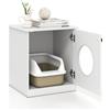 COSTWAY Lettiera per Gatti 51 x 47 x 57 cm, Toilette Nascosta per Gatti con Anta, Armadietto per Soggiorno e Camera da Letto, Bianco