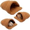 LNGJIN Cuccia per porcellini d'India, per porcellini d'India, casetta per porcellini d'India, cuccia in peluche per piccoli animali, per conigli nani, cincillà, barba, lucertole (marrone)