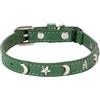 Generisch Collare per gatti adatto per ragazzi e ragazze, con fascia elastica, stella luna, fibbia regolabile, collare adatto per gatti piccoli e grandi, misura 20,3-30,5 cm (verde, 27,5 cm)