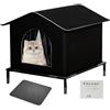 Huayeex Cuccia Gatto Esterno Sollevata - Cuccia Per Gatti Da Esterno, Impermeabile Rifugio Gatti Randagi Con Cuscinos Rimovibile, Tenda Calda Per Animali Chiusa Per Cani, Gattini, Conigli, Inverno All'aperto