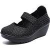 Touchmosees Sandali da donna con zeppa e plateau, in tessuto, scarpe Mary Jane, comode scarpe da passeggio