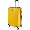 ITACA - Valigia 23Kg da stiva capiente Valigia rigida XL con ruote silenziose Valigia espandibile Trolley Grande Rigido leggero ideale per viaggi lunghi con Lucchetto a combinazione, Giallo