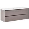 Beliani Mobile da bagno sospeso con lavabo in legno ingegnerizzato con contenitore 120 cm tortora