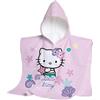 hermet, Telo Mare Con Cappuccio Hello Kitty, Poncho Mare Maxi da Bambino, 60x60 cm, Asciugamano da Spiaggia o Piscina, 100% Morbido Cotone