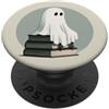 Little Boo Studio Mint Ghost con un Book Stack Kawaii per gli amanti di Halloween PopSockets PopGrip Adesivo