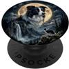 Regali per proprietari di Border Collie Border Collie con Luna - cani PopSockets PopGrip Adesivo