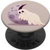 Little Boo Studio Ghost Holding a Moon Kawaii per gli amanti di Halloween PopSockets PopGrip Adesivo