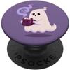 Little Boo Studio Ghost Holding Hot Cocoa Kawaii per gli amanti di Halloween PopSockets PopGrip Adesivo