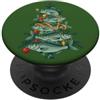 Fishing Christmas Tree Bass Angler Xmas Pesca Albero di Natale Divertente Natale Pesce Pescatore PopSockets PopGrip Adesivo