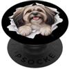 4LhasaApsoLovers Divertente Lhasa Apso Sbirciando Carino Amante Del Cane Mamma Papà PopSockets PopGrip Adesivo