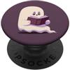 Little Boo Studio Lavender Ghost Reading a Book Kawaii per gli amanti di Halloween PopSockets PopGrip Adesivo