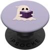 Little Boo Studio Ghost Reading a Book Kawaii per gli amanti di Halloween PopSockets PopGrip Adesivo