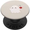 Little Boo Studio White Ghost Holding a Cherry Kawaii per gli amanti di Halloween PopSockets PopGrip Adesivo