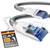 Csl-Computer Csl - Cavo Di Rete Cat.8 40 Gbit, 7,5 M, In Cotone, Cavo Patch Lan, Cavo Dati Rj45, Cavo Ethernet Cat 8 Gigabit {Bianco 10,0 M Bianco}
