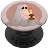 Little Boo Studio Fantasma bianco con una candela Kawaii per gli amanti di Halloween PopSockets PopGrip Adesivo