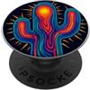 Desert Geometric Line Designs Arte topografica del contorno del cactus Saguaro PopSockets PopGrip Adesivo