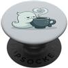 Little Boo Studio Mint Ghost con una tazza di caffè Kawaii per gli amanti di Halloween PopSockets PopGrip Adesivo