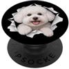 4BichonFriseLovers Divertente Bichon Frise Sbirciando Carino Amante Del Cane Mamma Papà PopSockets PopGrip Adesivo