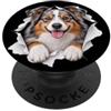 4AustralianShepherdLovers Divertente pastore australiano che sbircia carino amante dei cani mamma papà PopSockets PopGrip Adesivo
