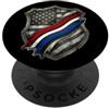 Police Fire EMS Thin Line First Responde Polizia Fuoco SME Linea Sottile Primo Responder Bandiera Americana USA PopSockets PopGrip Adesivo