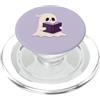 Little Boo Studio Ghost Reading a Book Kawaii per gli amanti di Halloween PopSockets PopGrip per MagSafe