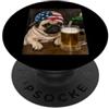 Funny Pug Drinking Beer Lover Humor Tee Pug Drinking Beer Funny Meme PopSockets PopGrip Adesivo