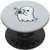 Little Boo Studio Mint Ghost con una macchina fotografica Kawaii per gli amanti di Halloween PopSockets PopGrip Adesivo