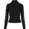 Urban Classics Ladies Lace Striped Longsleeve Donna Maglia Maniche Lunghe Nero Slim Fit