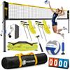 PUULIVEE Rete da pallavolo portatile da 32/20FT con sistema anti-sag argano | Pali regolabili in altezza per erba da spiaggia, pallavolo, tabellone segnapunti, linea di confine e borsa per il trasporto
