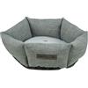 TRIXIE Cuccia rotonda Viviana ø 50 cm in blu-grigio - lettino rotondo con morbido rivestimento in velluto, per cani di piccola taglia, cuscino integrato fisso, fondo antiscivolo, morbido e lavabile