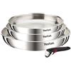 Tefal Set di pentole Tefal Ingenio Emotion, composto da 3 pentole (22/24/28 cm) con manico removibile, in acciaio inossidabile, senza rivestimento antiaderente, adatte per induzione, utilizzabili in forno e lavabili in lavastoviglie