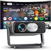 Proiettore 4K【Google TV 3000ANSI 360°Rotazione】Autofocus e Correzione