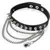 Flongo Choker Tattoo Kette Lederhalsband Damen Herren Halskette Gotik Halsband Schmuck Schwarz Braun Rot Gold Silber mit Spitz Niete Nieten Einstellbar Punk Rock