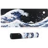 HoYiXi Gaming Tappetino Mouse Sottomano Superficie Liscio Base in Gomma Antiscivolo Mouse Mat Tappetino per Mouse in Soft Cloth XXL 800 x 300 x 3 MM,(onda)