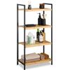 Relaxdays Scaffale Bagno bambù, Mobile per Cucina & Dispensa, 4 Ripiani, Struttura in Metallo, 97x50,5x27 cm, Naturale