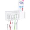 Linkidea Portaspazzolini da parete a 5 fessure, impermeabile per bagno, organizer in plastica per dentifricio, compatibile con Oral-B CrossAction, spazzolino manuale Colgate Renewal (Bianco)