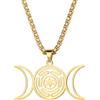 Flongo Hecate 3 lune collana da donna: oro argento con ruota di Ekate tripla luna ciondolo dea Wiccan magia mistero catena pagan gioielli Halloween costume natale amuleto portafortuna regalo