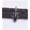 Handmade Ciondolo Artigianale In Argento 925 Con Pietra Nera Onice Nero Marquise D-96